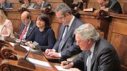 Los concejales J.Mulleras (PP), S.Recasens, J.Forn (CiU) y el alcalde X.Trias.