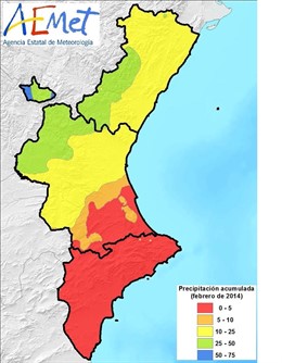 Mapa de precipitaciones de febrero