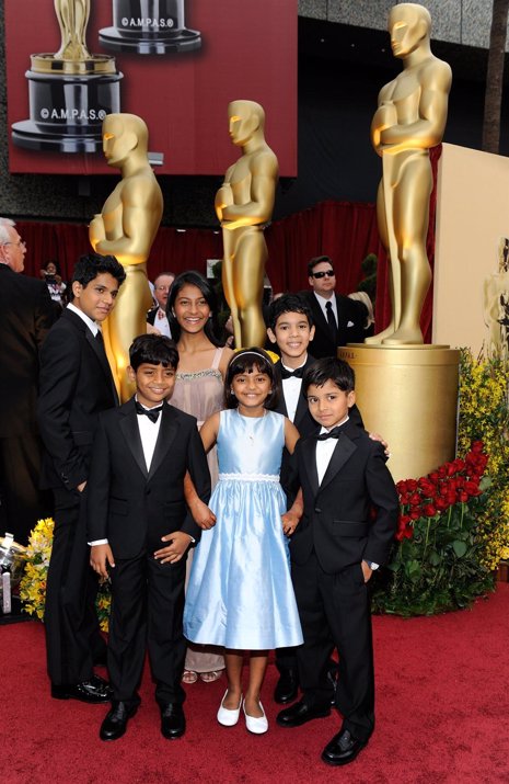 Los niños de Slumdog Millionaire en los Oscar