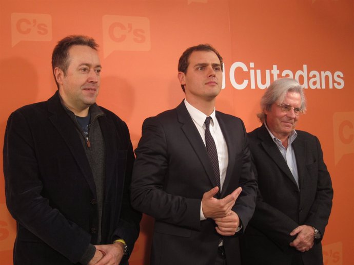 Juan Carlos Girauta, Albert Rivera y Javier Nart (C's).