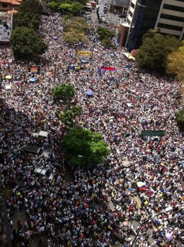 Marcha estudiantil en el municipio de Chacaíto, Caracas