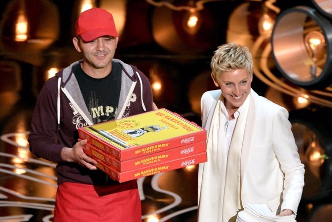 Oscars y Pizzas: solo Ellen DeGeneres podía mezclar las dos cosas 