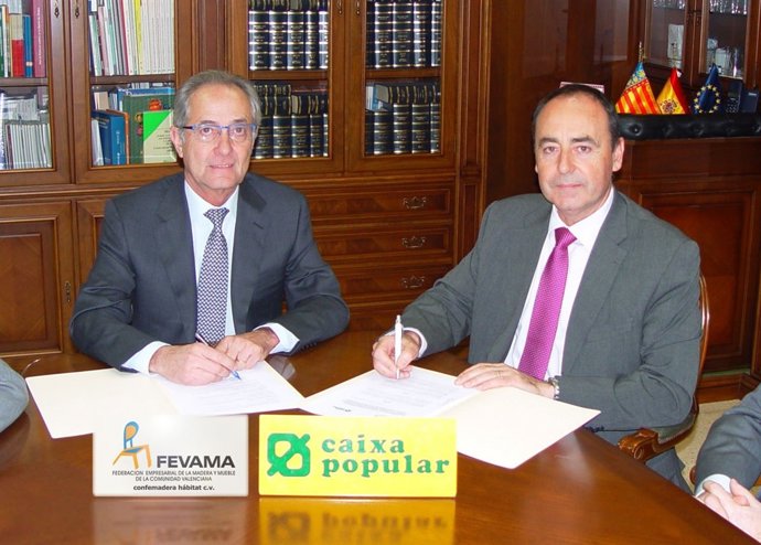 Firma del acuerdo entre Fevama y Caixa Popular