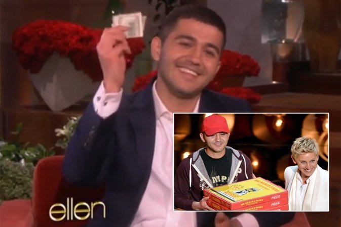 El pizzero de los Oscar... ¡Recibe una propina de 1000 dólares de manos de Ellen