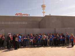 Trabajadores en el edificio de Atento