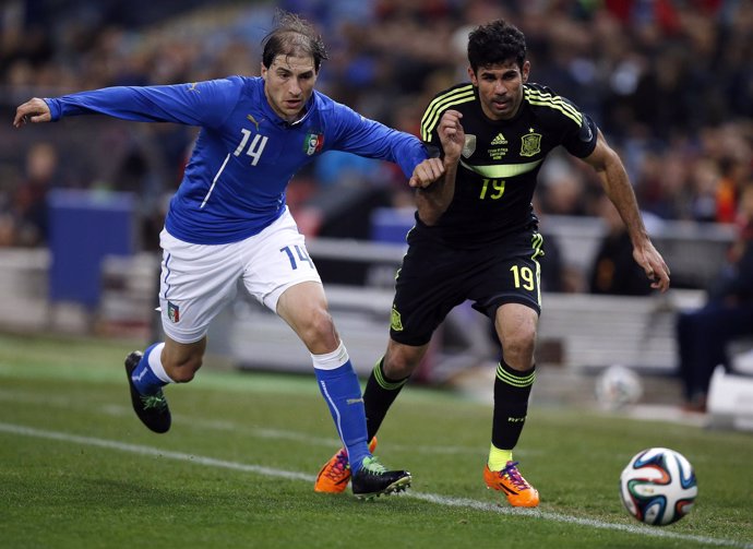 Diego Costa en el debut con la selección española