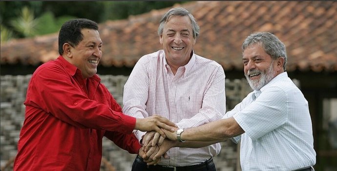 Chávez, Néstor Kirchner y Maduro