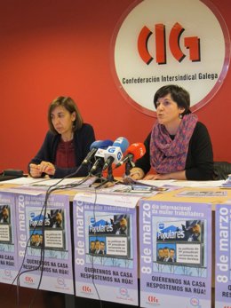 A secretaria da Muller da CIG, Margarida Corral y la responsable de economía