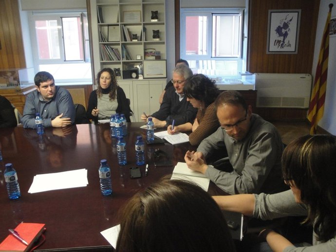 El líder de ICV-EUiA, Joan Herrera, en un acto sobre sanidad en Lleida.