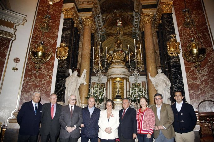 Barberá durante su visita a la Basílica