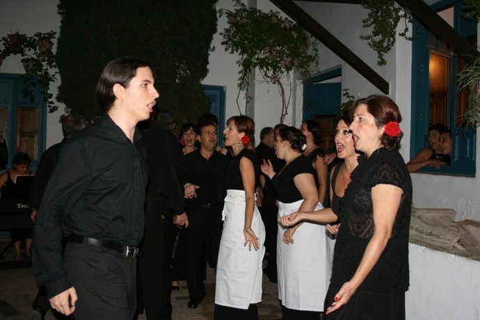 Una de las escenas del musical durante los ensayos en Viana