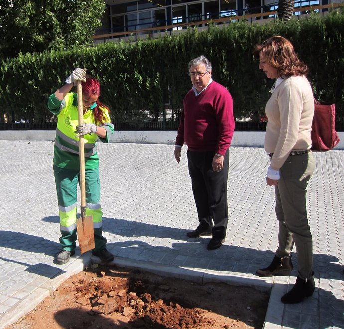 El alcalde de Sevilla, Juan Ignacio Zoido, visita obras de la calle Campamento