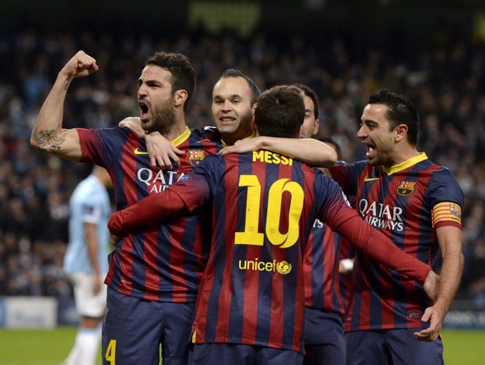 El Barcelona celebra el triunfo ante el Manchester City