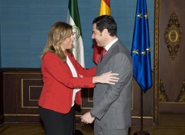 Susana Díaz y Juan Manuel Moreno, este lunes 