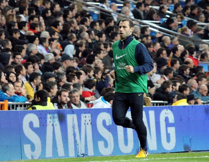 Javier Mascherano calentando 