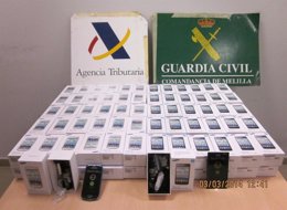 Móviles intervenidos por la Guardia Civil de Melilla en el puerto