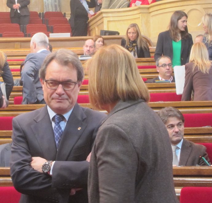 Artur Mas y Núria de Gispert, en el Parlament