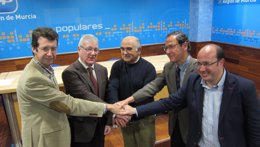 Juan Carlos Ruiz, Ramón Luis Valcárcel, Alberto Garre, Miguel Ángel Cámara y Ped