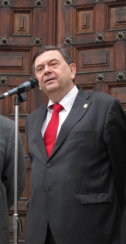 Rector de la Universidad de Zaragoza, Manuel López, este jueves en el Paraninfo