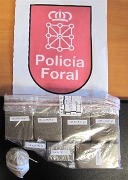 La droga decomisada a los detenidos en Tafalla. 