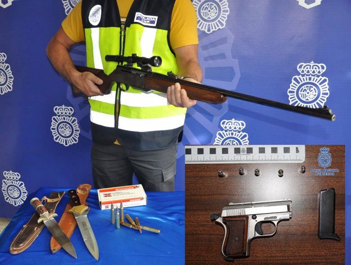 Armas incautadas en las detenciones por tráfico de drogas