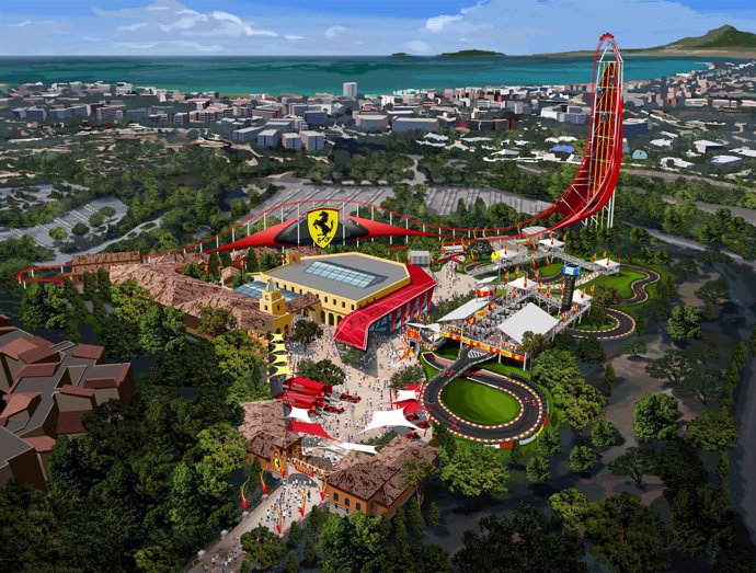 Imagen virtual del futuro parque temático 'Ferrari Land' de Port Aventura