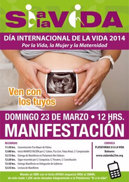 Cartel de la manifestación por el Día de la Vida 2014