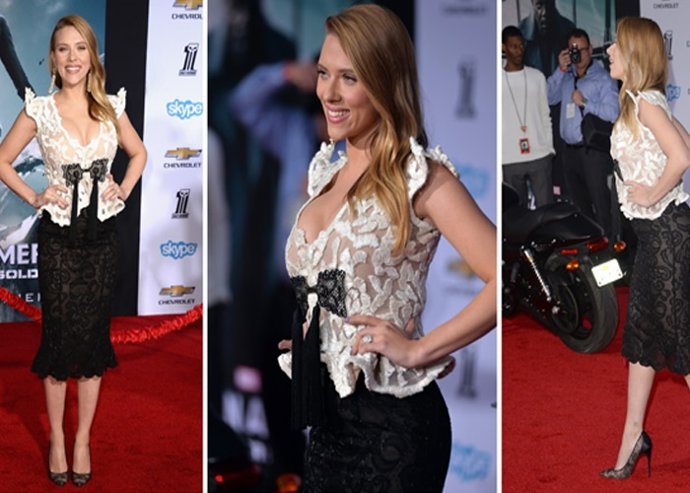 Scarlett johansson luce embarazo enla premiere de Capitan america