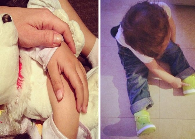 Las mil formas que tienen los famosos de no enseñar la cara de sus bebés 