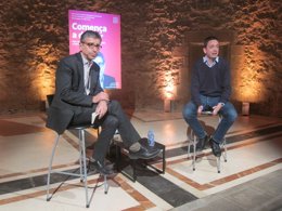 El líder del PSC en el Ayuntamiento, Jordi Martí, y el editor Ernest Folch