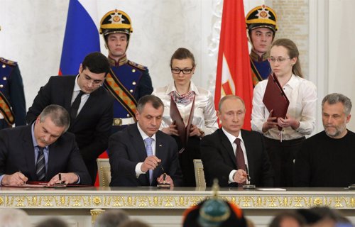 Russian President Putin, chief of Crimea's government Aksyonov, Crimean parliame