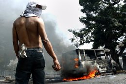 Protestas violentas en San Cristóbal, Venezuela.