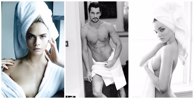 Cara Delevingne, Miranda Kerr, David Gandy, Candice Mario Testino serie toallas