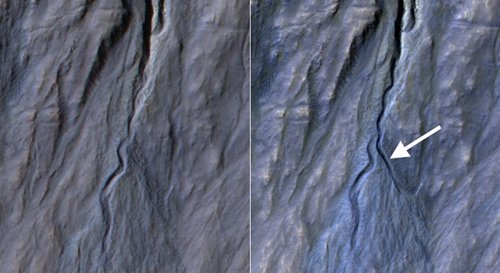 Nuevo barranco en Marte