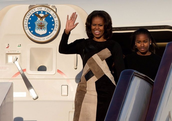Michelle Obama a su llegada a Pekin