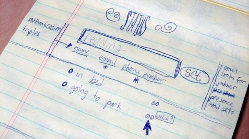 Primer diseño en un cuaderno de Twitter cuando se llamaba Twttr