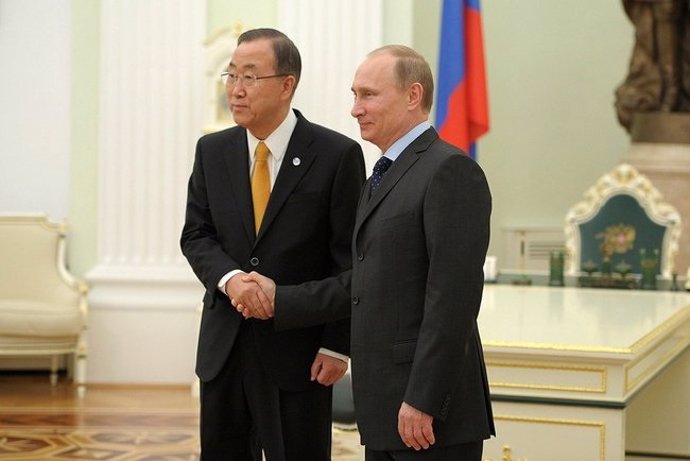 Ban Ki Moon y Vladimir Putin, reunidos en Moscú
