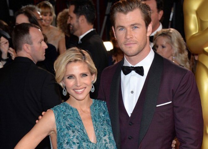 Actor Christ Hemsworth (R) and Elsa Pataky attends th