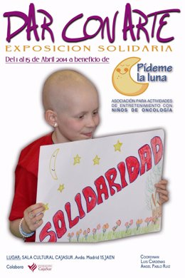 Cartel de una exposición de pintura a favor de niños con cáncer