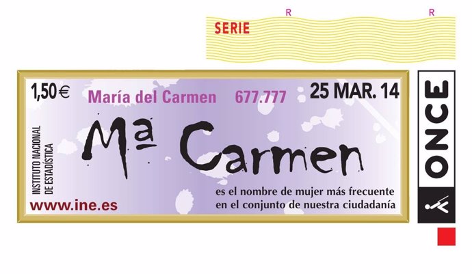 Cupón con el nombre de María Carmen
