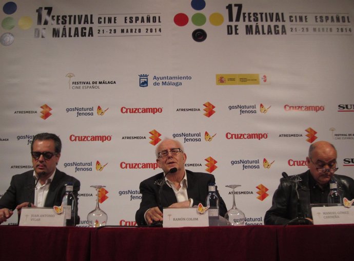 Juan Antonio Vigar, Ramón Colom y Manuel Gómez Cardeña en Festival Cine Málaga