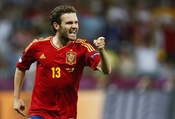 Juan Mata con la selección española en la final de la Euro'12