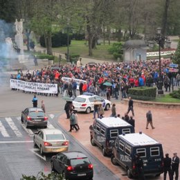 Manifestación de trabajadores de Hunosa