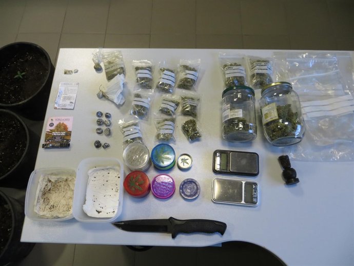 Parte del material incautado