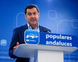 Juan Manuel Moreno en rueda de prensa