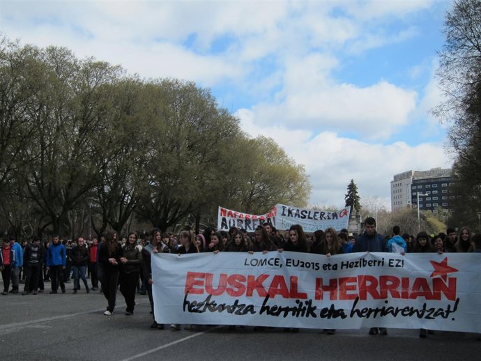 Manifestación de estudiantes con motivo de la huelga en educación.