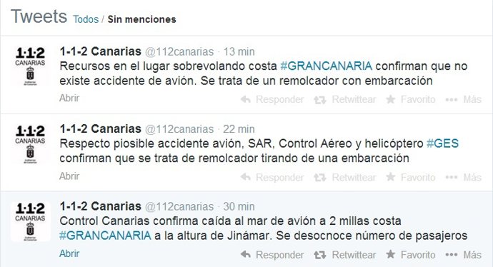 Twitter 112 informa por error 