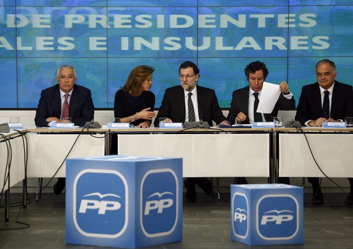 El presidente del PP, Mariano Rajoy, reunión sobre elecciones europeas