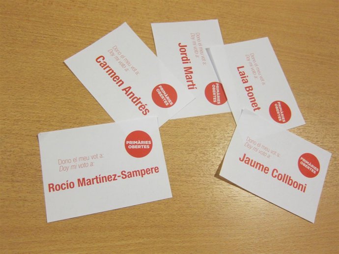 Papeletas de primarias del PSC Barcelona: Sempere, Martí, Collboni, Andrés