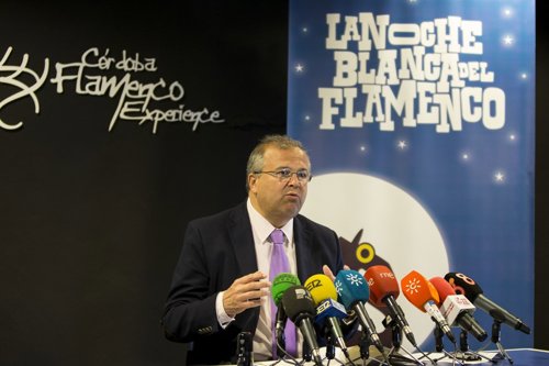 Juan Miguel Moreno Calderón en la presentación de la Noche Blanca del Flamenco